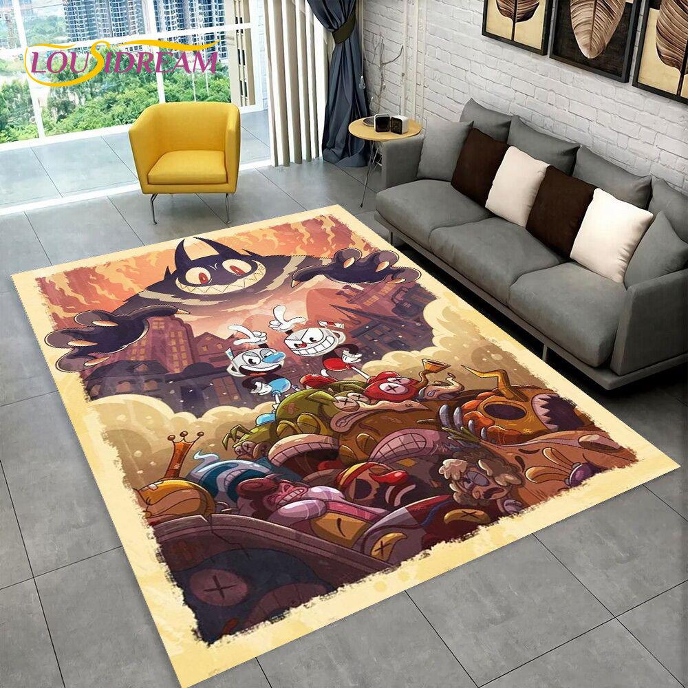 Juego, Cuphead y Mugman, alfombra para área de jugador, alfombra para sala de estar, dormitorio, decoración de felpudo para sofá, alfombra antideslizante para juegos de niños