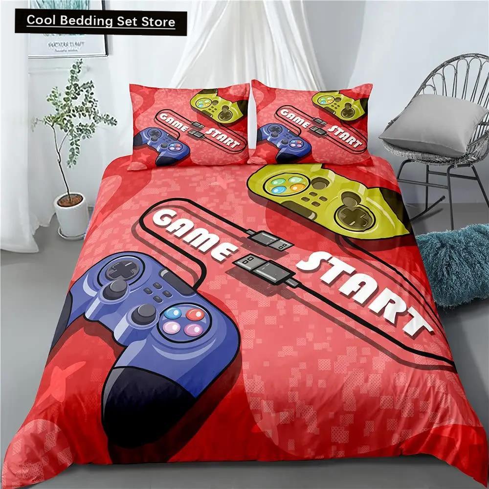 Tonårs Spelkontroll Påslakan Modernt Gamer Täcke Örngott Queen Videospel Sängkläder Set Spelare Spel Joystick Polyester Quiltöverdrag