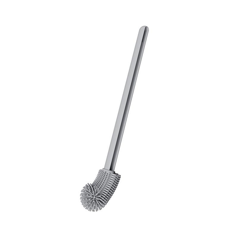Ellbogen Silikon Toilettenbürste, Silikon Toilettenbürste ohne tote Ecken, Langstielige Toilettenbürste für das Badezimmer grau