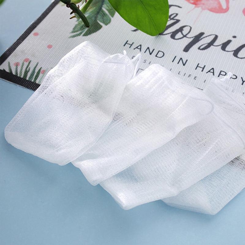 White Foam Soap Mesh Thickened Mesh Hangable Facial Cleanser Soap Mesh Bags Foaming Handmade Bag Household Cleaning Supplies