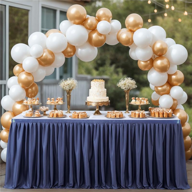 Table Skirt Thickened Anti-wrinkle Polyester Fiber Polyester Cloth Wrinkled Table Skirt Birthday Party Decoration Dessert Table