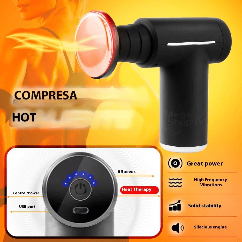 Pistolet do masażu mięśni 6 w 1 z terapią GORĄCEM i ZIMNEM | 6 Głowic | 20W Ulga dla głębokich tkanek | Przenośna ulga w bólu dla sportowców/pracowników biurowych