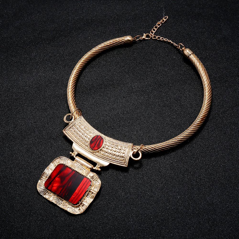 

Ретро-ожерелье-чокер из сплава с гальваническим покрытием для повседневного ношения и в качестве подарка Gold Red