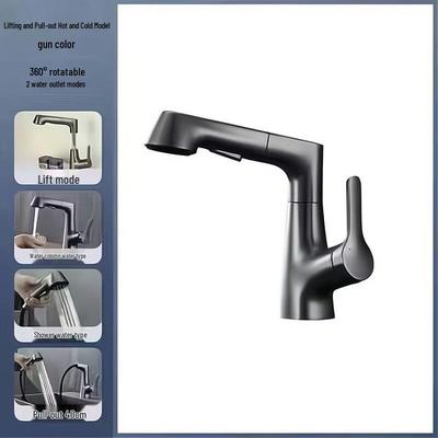 Grifo de Lavabo de Baño Extraíble de Cobre Puro LINGJULI