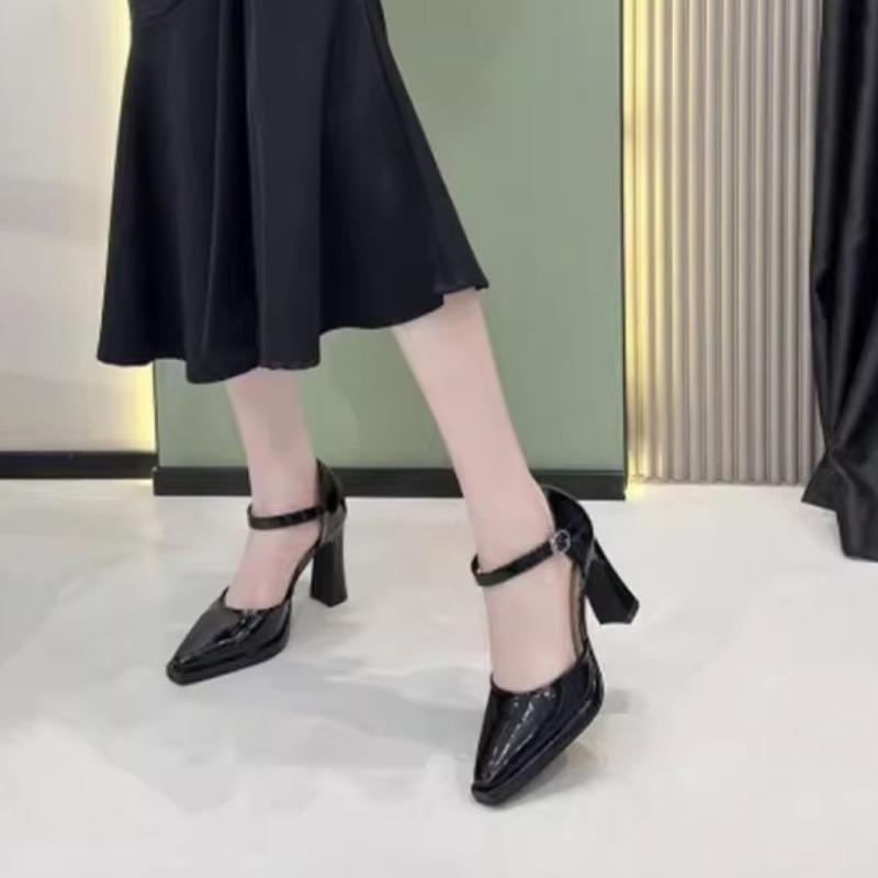Fashion High Heel Single Shoes Summer New Pointed Head Shallow Mouth Waterproof Platform Anti-slip Wear-resistant Thick Heel Shoes