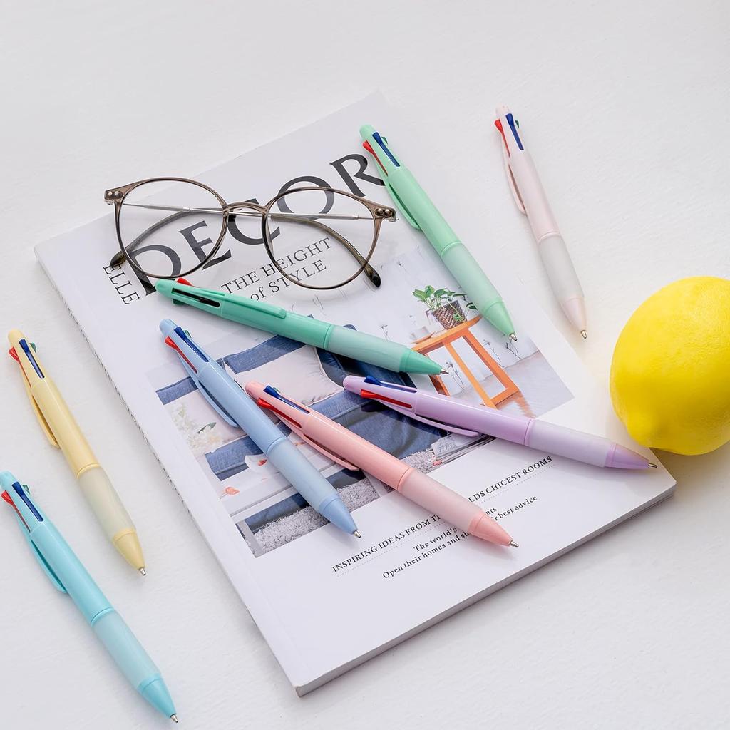Multicolor Ball Point Pens 4-in-1 Colored Pens (1.0mm) Assorted Inks 4-Color Ballpoint Pen (8 Pack)