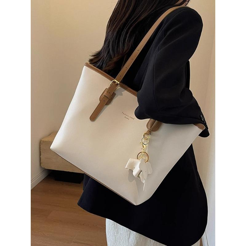 Large capacity bag women's new trendy spring high-end shoulder bag texture women's commuting layered tote bag