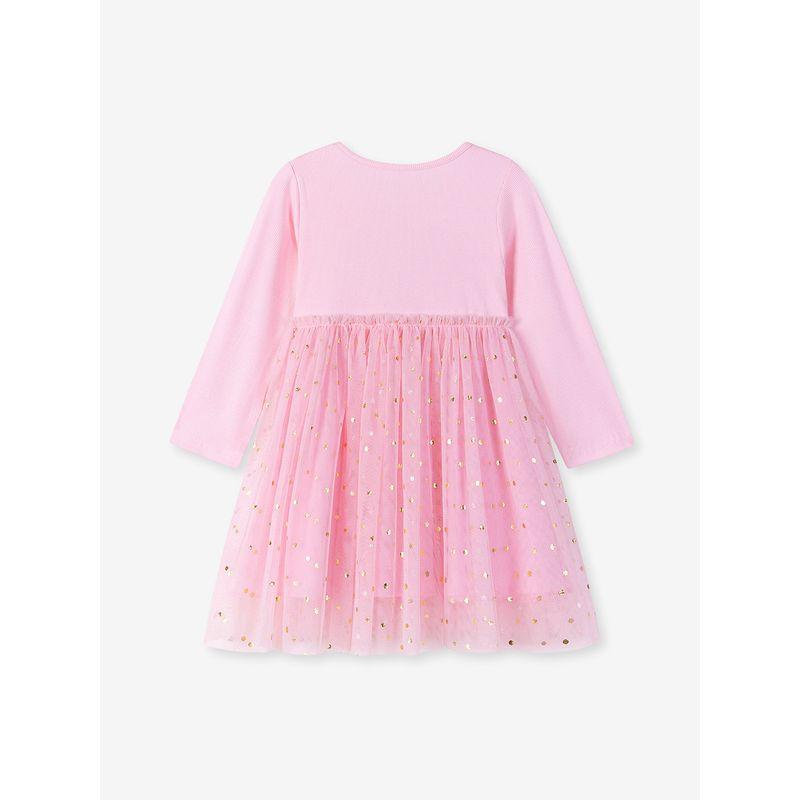 Spring and Autumn girl pure cotton Threaded Pink Dress Baby Princess Dress kids Children's Long sleeves Dress
