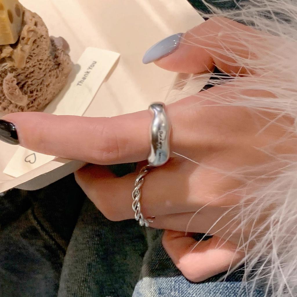 Retro Do Old Watch Chain Opening Ring Twist Index Finger Ring Female Simple Street Fashion Niche Finger Ring Finger Rings Geometric Party Jewelry