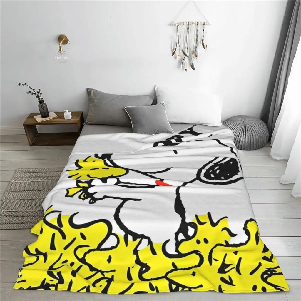 Woodstock Woll Decken Cartoon Niedlich Lustig Überwurf Decke für Bett Sofa Couch 125*100cm Tagesdecken Leicht