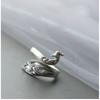Adjustable Open Ring Women Men Vintage Design Sterling Animal Motif Finger