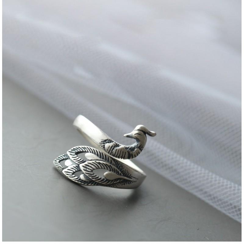 Adjustable Open Ring Women Men Vintage Design Sterling Animal Motif Finger