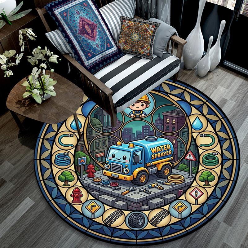 Urban Water Maintenance Round Area Rug Under Office Chairs Bedroom Living Room Home Decor