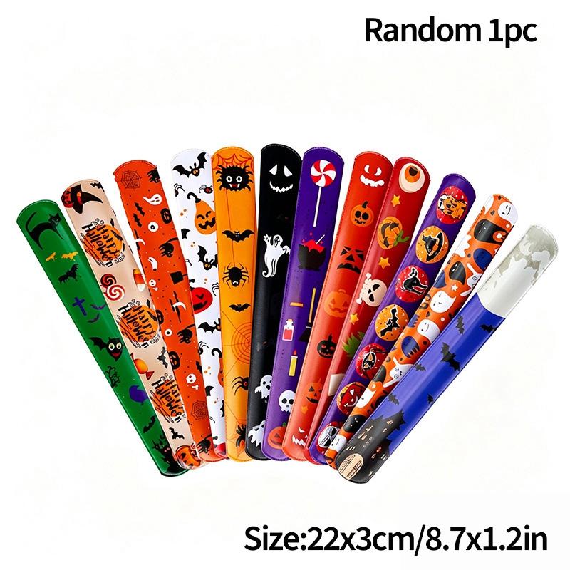 Halloween Snap Bracelets 10-100pcs Wristband Halloween Party Favors Gifts Funny Cosplay Bracelets Slap Bracelet Cute Slap Band