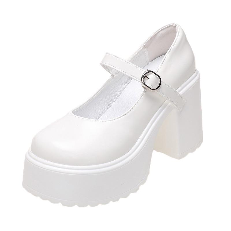2023 Women's Retro Mary Jane Chunky Heel Leather Shoes - Height Boosting French Fashion