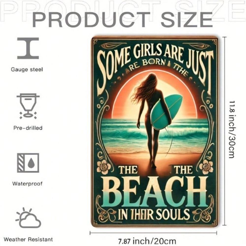 Metal Wall Art Poster, Beach Decor for Home Bar Cafe