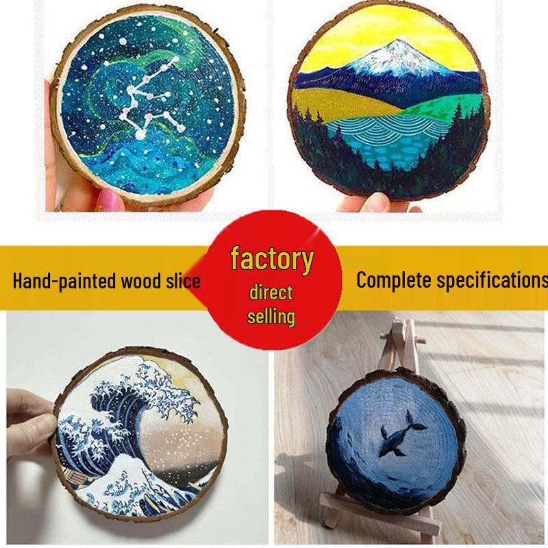 DIY Hand-Painted Wooden Slices for Crafts and Kindergarten Decor – Small Natural Wood Pieces with Growth Rings