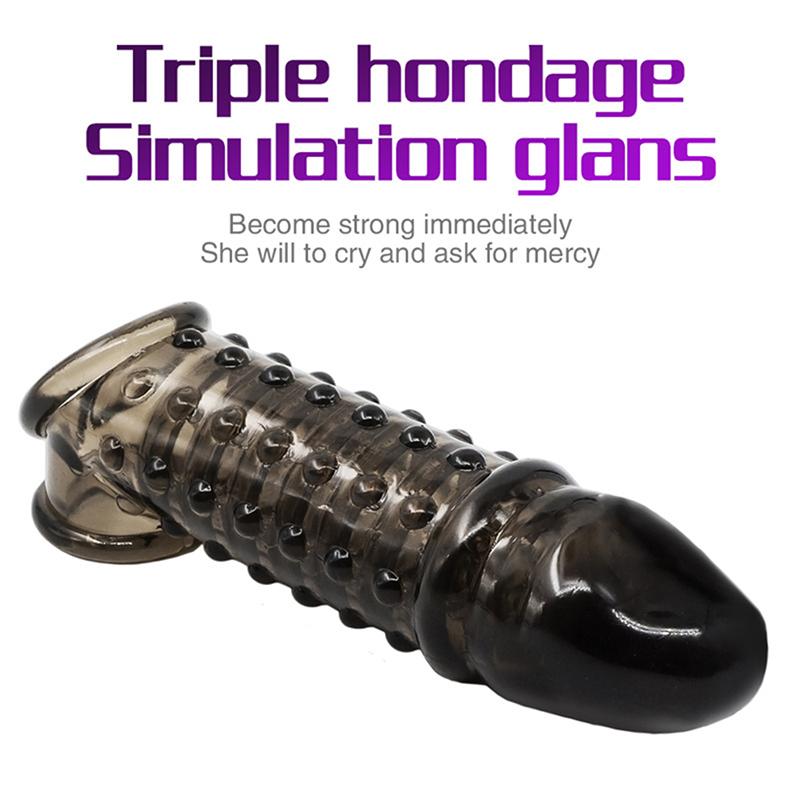 Reusable Penis Extender Cock Rings Delay Ejaculation Penis Condoms Dick Sleeve Silicone Glans Cover Enlargement Sex Toys For Men