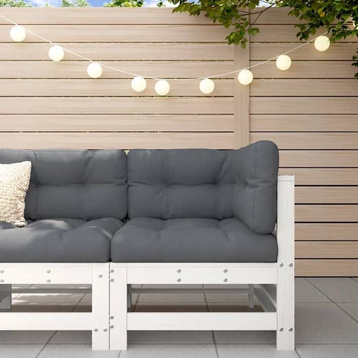 VidaXL Canapé d'Angle avec Coussins, Siège avec Dossier, Meuble de Jardin Terrasse Balcon Patio Extérieur, Blanc Bois de Pin 825654