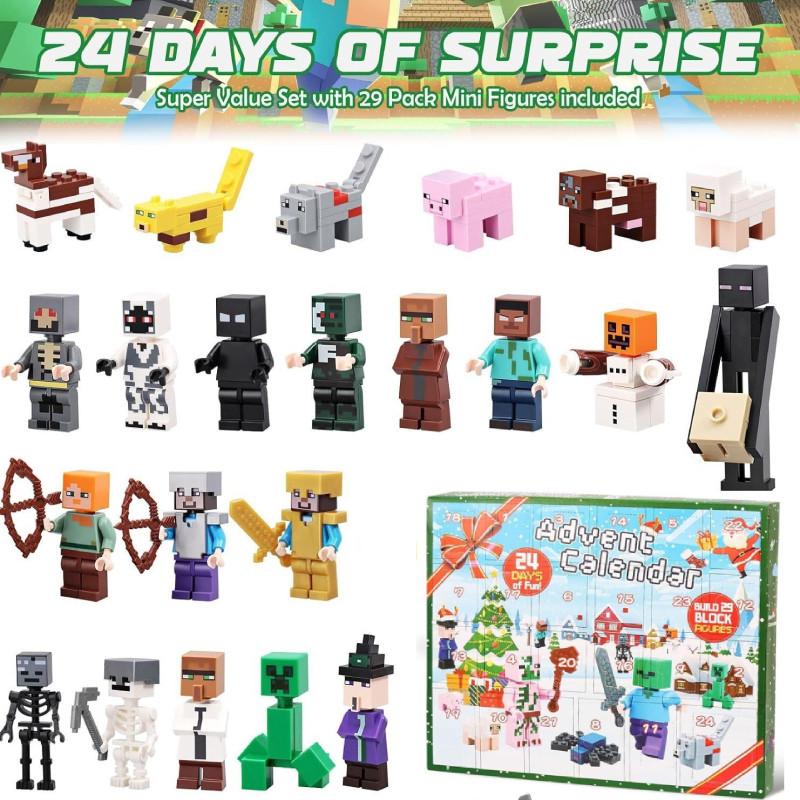 Farbenfrohes Weihnachts-Themen-Baustein-Puppenset Perfekt für Feiertagsfeiern und festliche Dekoration