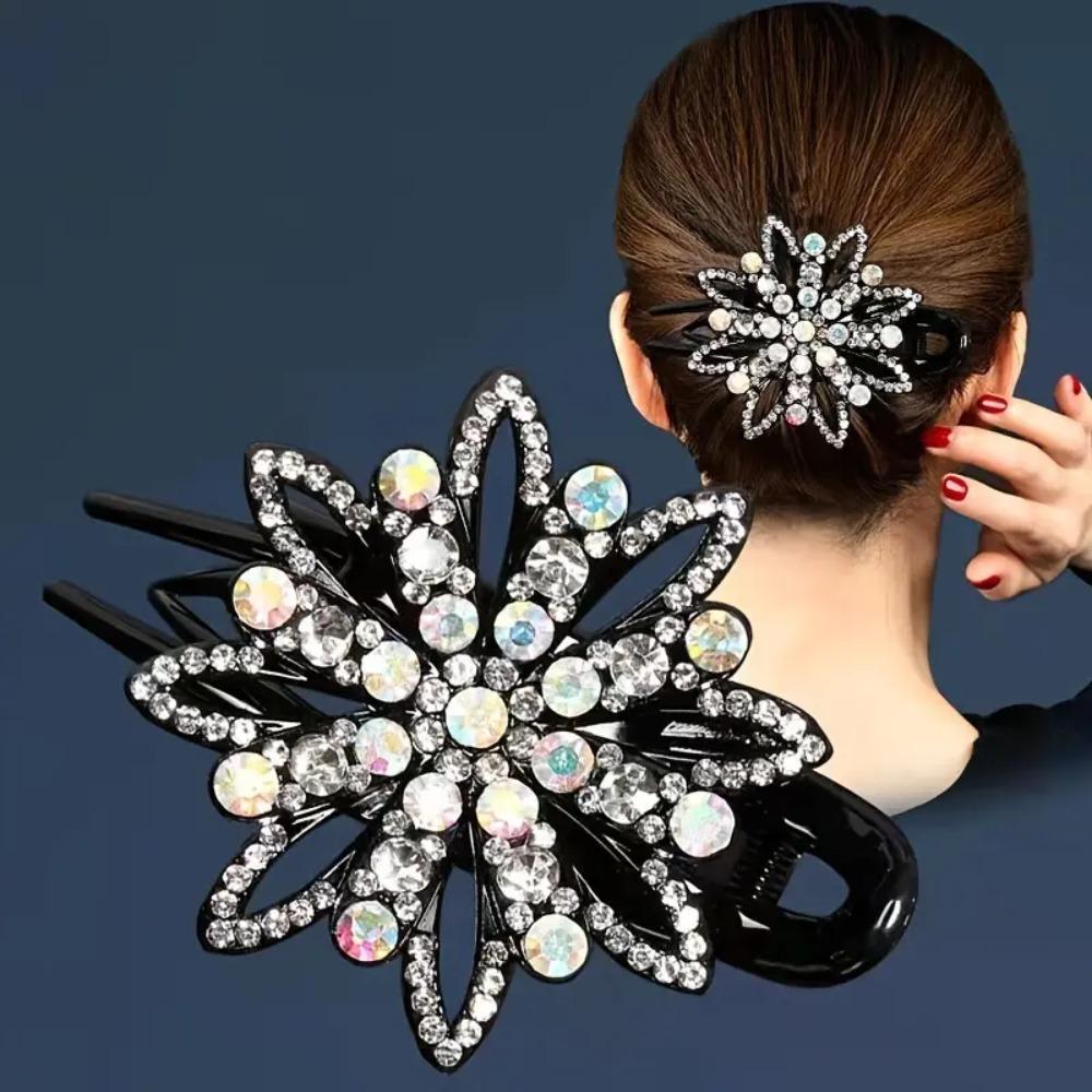 Elegant Rhinestone Hair Claw Clip, Long Acrylic Duckbill Grip for Women, Simple And Sophisticated Hair Accessory