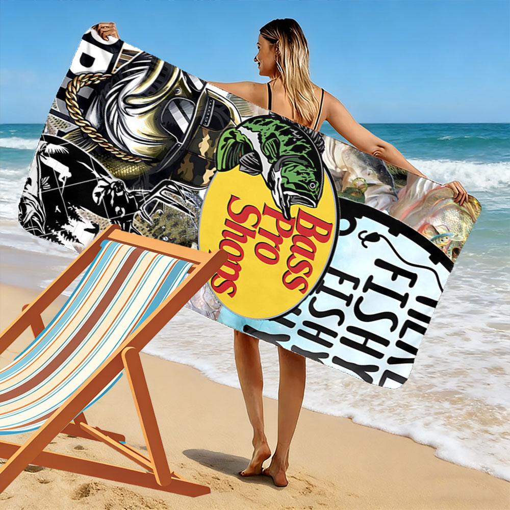 Fishing Theme Graphic Beach Towel Beach Towel Quick-drying for Travel Outdoor Sports Jogging Beach and Swimming