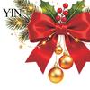 Large Christmas English Lettering Red Bow Window Sticker, Gold Letter Merry Glass Decal, Xmas Decor Waterproof Windows Clings for Home School