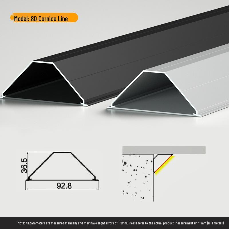 Dreieckiger V-förmiger LED-Lichtkanal, 45° Winkel, Hohe Helligkeit, Kein Nuten erforderlich, Lineare Seitenlichtquelle aus Aluminium.