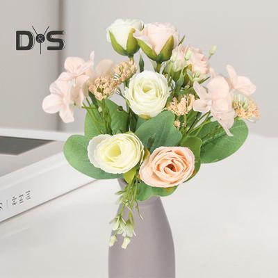 No Watering Artificial Flower Green Leaves Exquisite Bouquet Decor Simulated Rose Flower