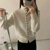 Soft Comfortable Stand-Up Collar Sweater Cardigan Women Simple Single Breasted Cardigans Coat Autumn Solid Knitted Outerwear