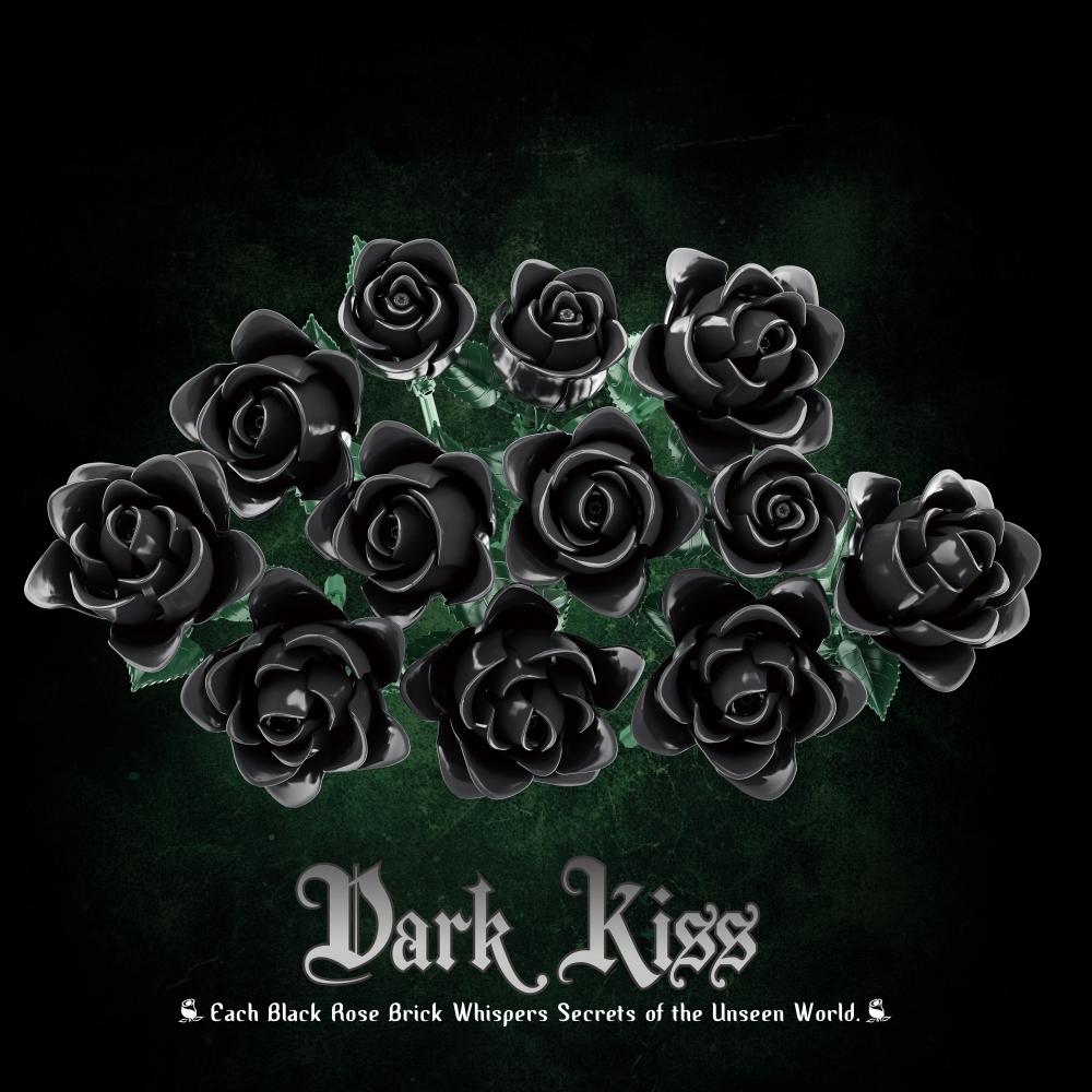 Creative Dark Rose Bouquet Building Blocks Gothic Style Black Flowers DIY Assembly Bricks Model Valentines Day Gift for Her