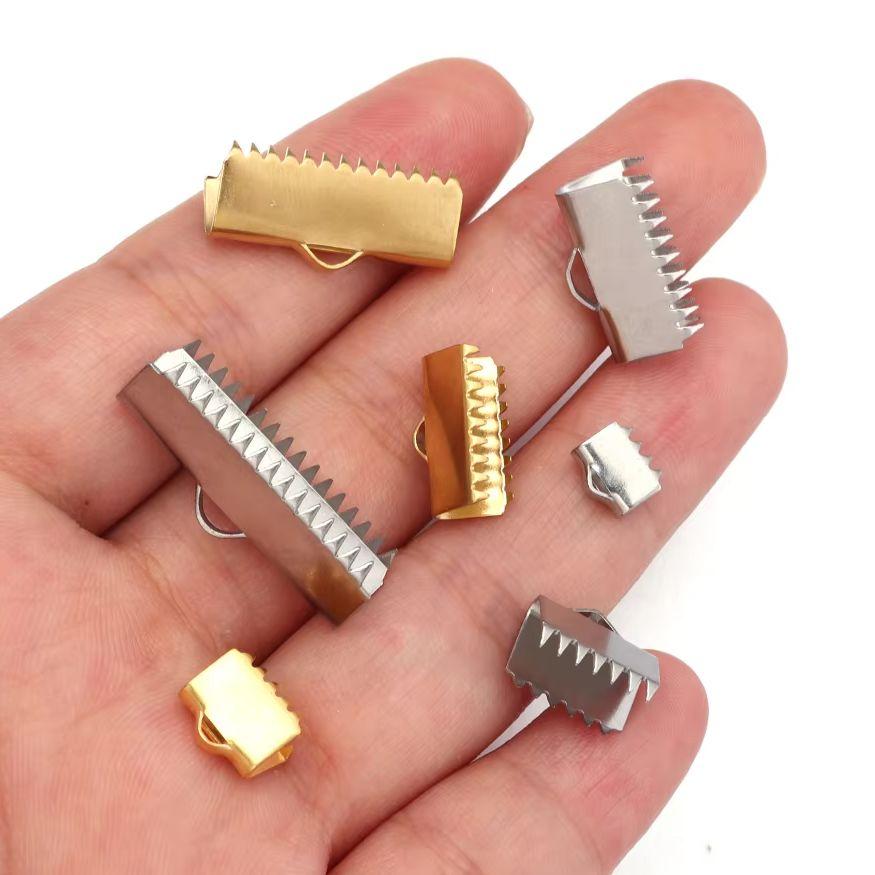 10-20pcs Stainless Steel Cove Clasps Cord End Caps String Ribbon Leather Clip DIY Jewelry Making Supplies for Necklace Bracelet