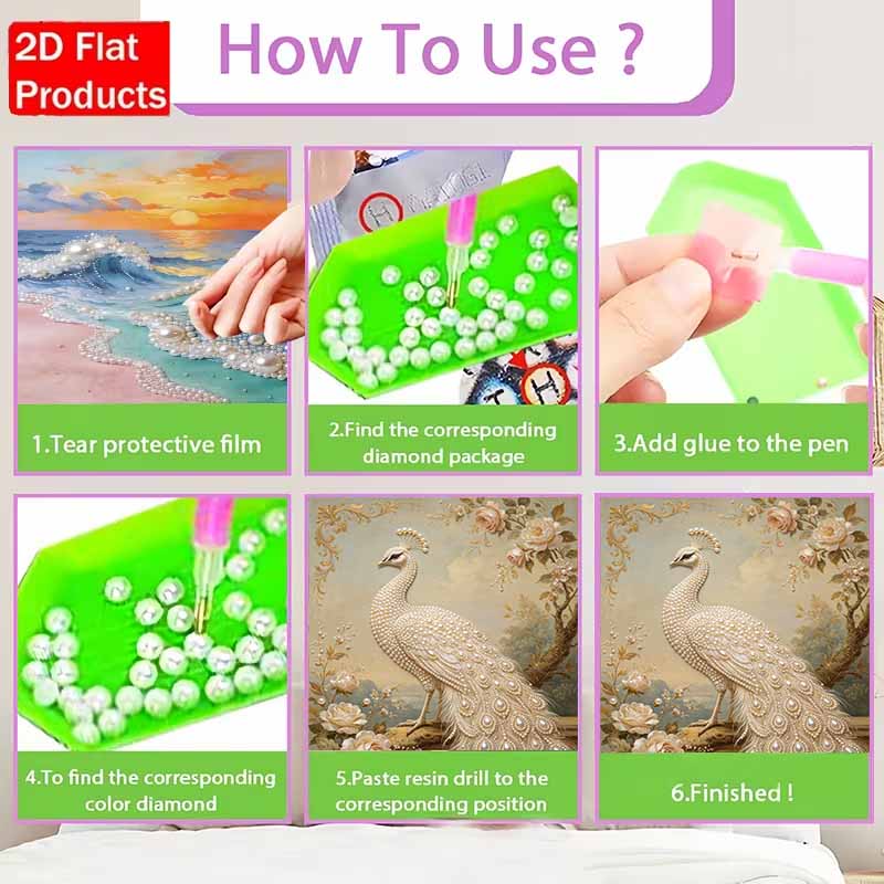 Pearl Art Painting Home Wall Decor White Peacock Pearl Gemstone Painting Picture Crafts Adult/Beginner Gift Creative Home Decor Unframed
