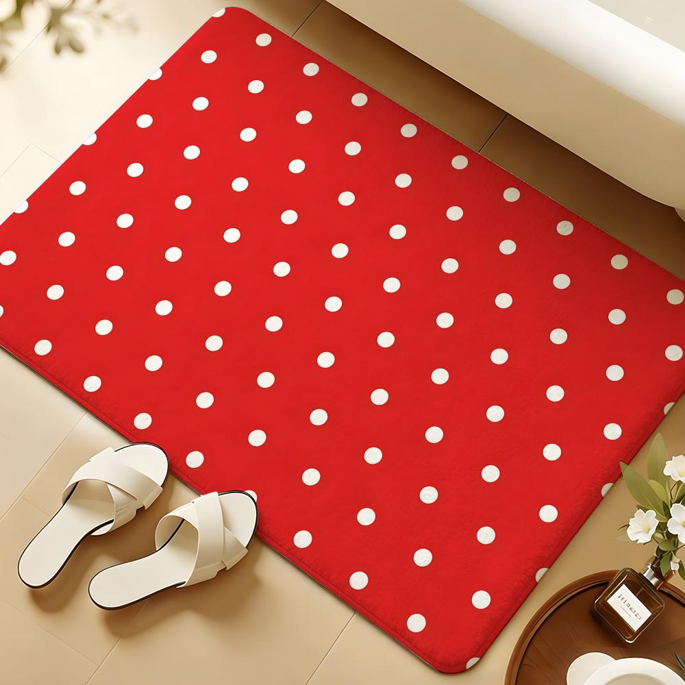 Dot Pattern Floor Mat Soft Flannel Rug Non-Slip Absorbent Mat For Bathroom Bedroom Home Decor