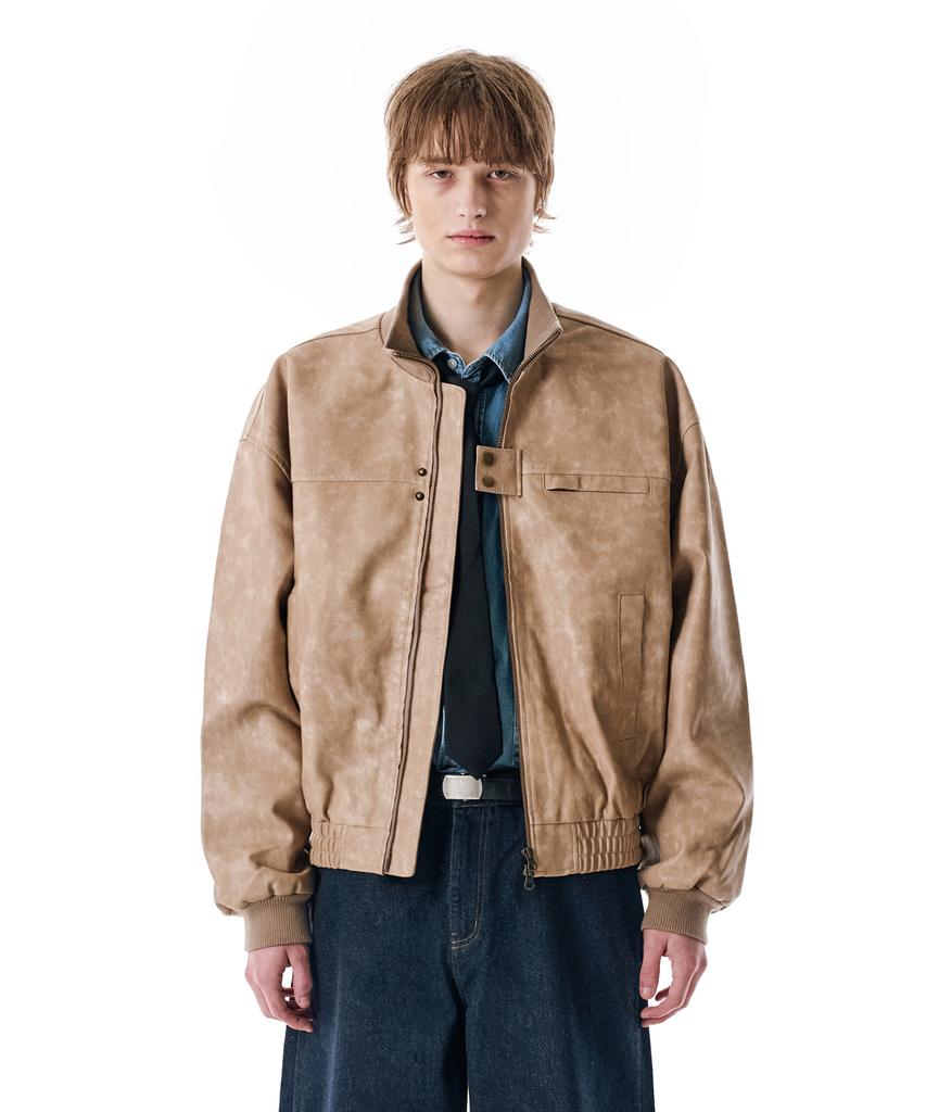 Secondmono Washed Faux Leather Blouson [Beige]_Sejk024Beige