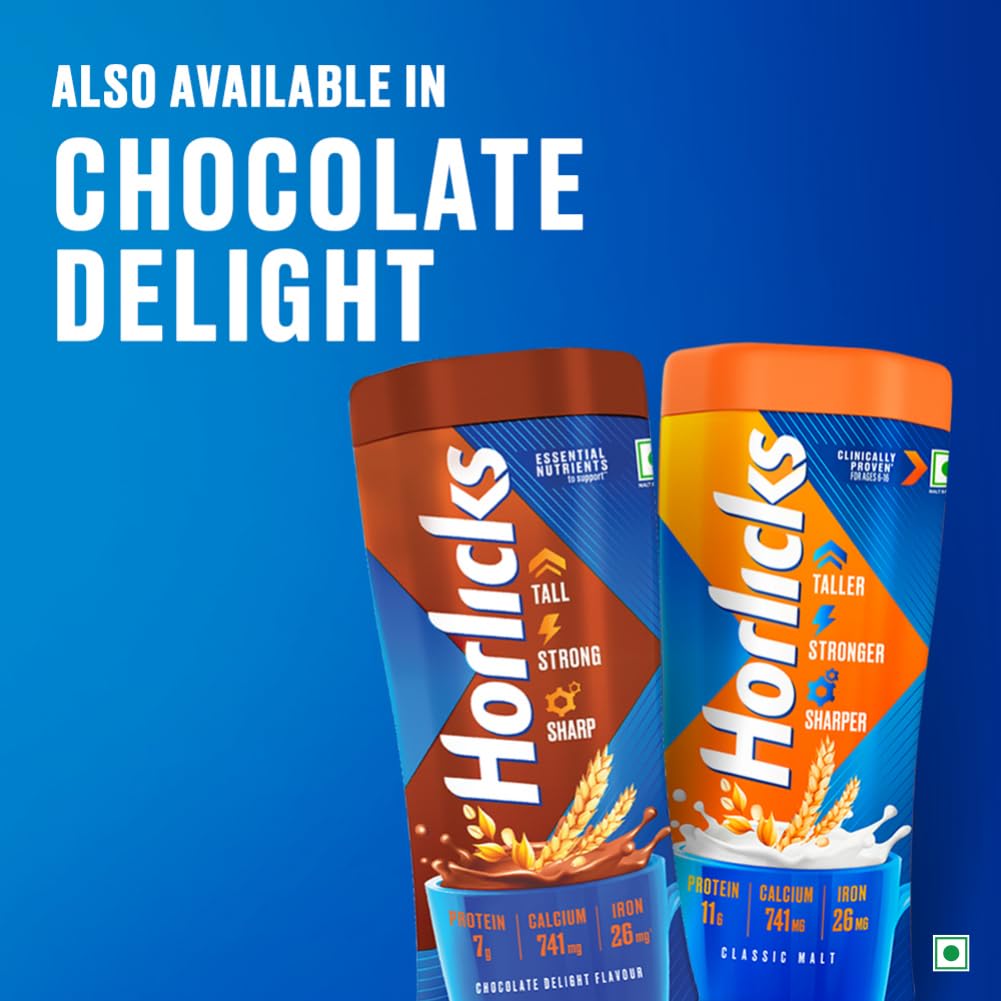 Horlicks Classic Malt Health Drink 500 G Jar For Kids Growth Immunity And Energy Support