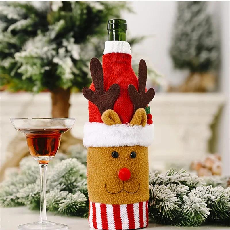 Christmas Wine Bottle Set Santa Snowman Wine Bottle Cover Bags for Christmas Party Dinner Table Ornaments New Year Decors Gifts