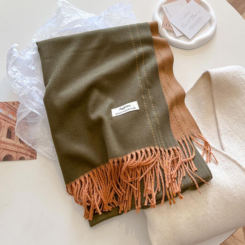 Nuova sciarpa calda in cashmere Winer per donna, moda, spessa, in tinta unita, in pashmina, scialle, foulard, donna