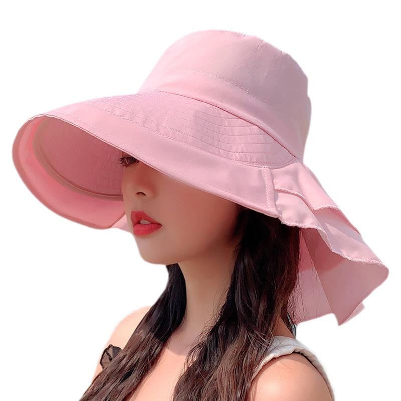 New Hat Women's Summer Neck Protection Sun Protection Sun Hat Travel Big Edge Bucket Hat Outdoor Cycling Sun Hat
