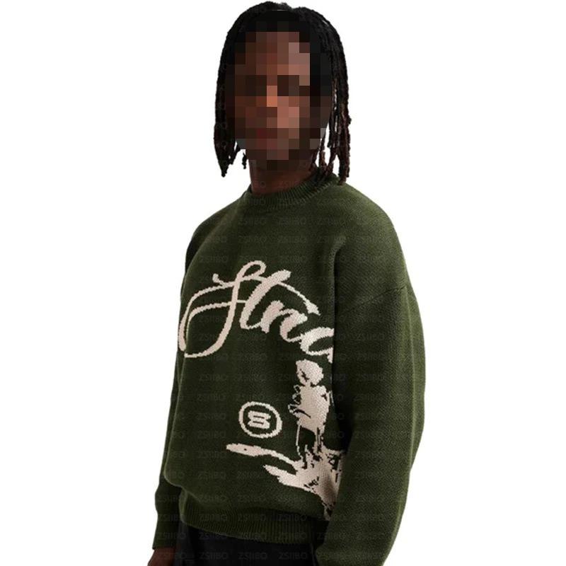 European and American Autumn and Winter Street Fashion Personalized Jacquard Casual Knitted Pullover Sweater
