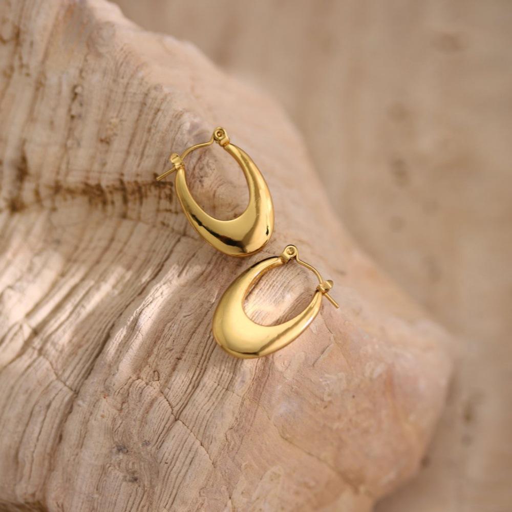 Geometric Hammered Stainless Steel Stud Earrings – Versatile, Fashionable, Simple & Chic