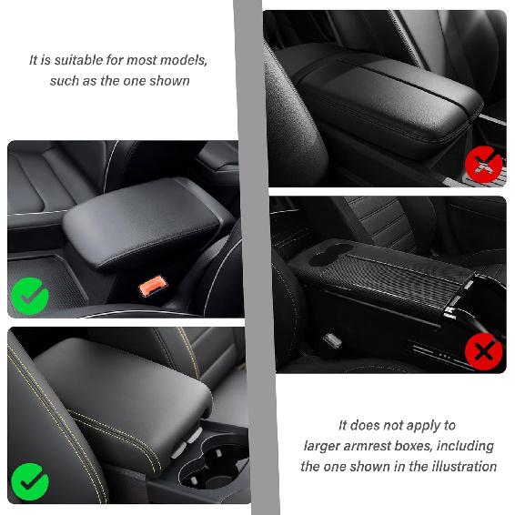 Leather Car Center Console Cover With Side Pockets,Stylish Car Decorations Interior Armrest Cover For Car Seat Organizer,Universal Center Console