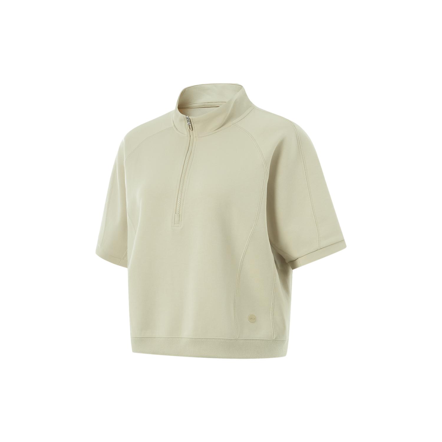 

Li-Ning Серия Фитнес Однотонная Стойка Воротник Удобная Дышащая Универсальная Свободная Футболка-поло с коротким рукавом Женские топы Хаки APLU720-1 M