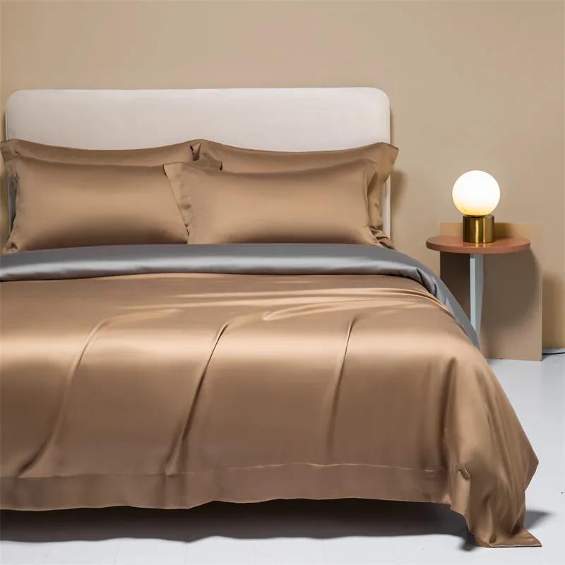 High-End 120S Natural Fabric Bedding Sets Summer Cooling Ice Silk Fitted Sheet Set Skin Friendly Comfortable Bedclothes For Home