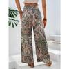 VEZFAA Women's Fashion Casual Flower Pattern Print High Waist Trousers Pants & Capris