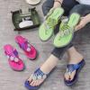 Damen Strass-Blumen Flip-Flop Sandalen - Lässige Sommer Strand Zehentrenner