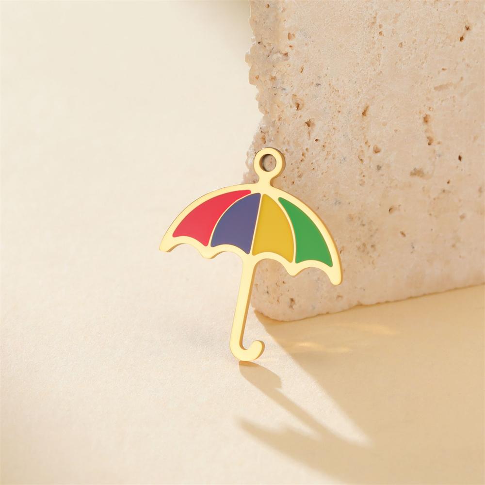 5 Pcs Colorful Umbrella Charms Enamel Stainless Steel Pendants for Necklace Bracelets Charm DIY Jewelry Making Gifts Handmade