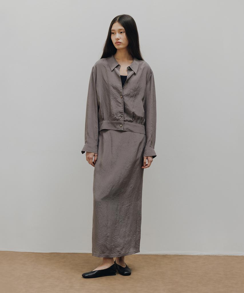 Beullaengkeulumumeon Wrinkle H Skirt_Mauve