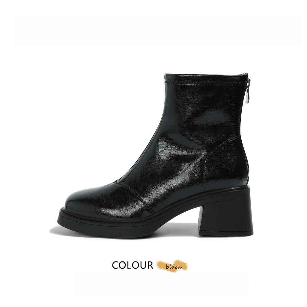 Skinny Boots Women's Head Versatile Temperament 2025 Autumn and Winter New Thick Heel Martin Boots British Commuter Chelsea Short Boots