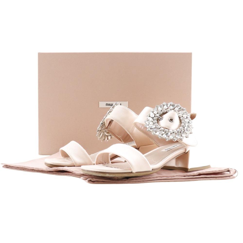 MIUMIU Bijoux Sandals Baby pink Satin Women Used